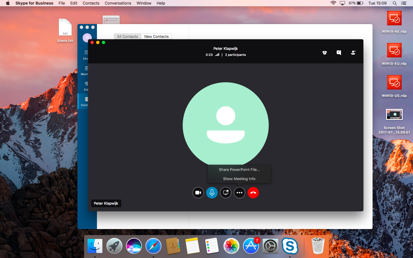 skype for business mac missing features